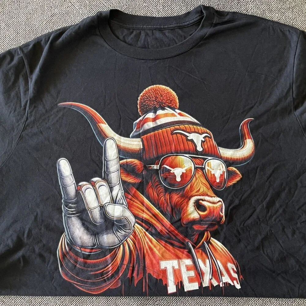 Men's Black 2XLT Texas Longhorn T-Shirt - Picture 2 of 3